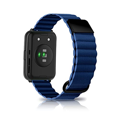 Leder Armband Kompatibel mit Huawei Watch Fit 2 Armband Ersatz Magnetische Für Herren Damen Classic Active Uhrenarmband Für Huawei Watch Fit 2 (Dunkelblau) von AireWiki