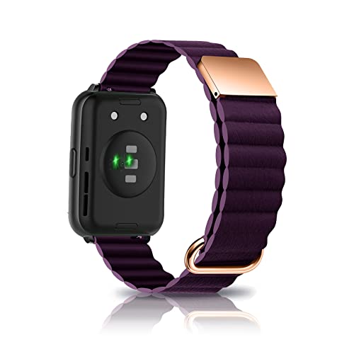 Leder Armband Kompatibel mit Huawei Watch Fit 2 Armband Ersatz Magnetische Für Herren Damen Classic Active Uhrenarmband Für Huawei Watch Fit 2 (Lila) von AireWiki