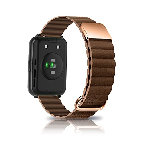 Leder Armband Kompatibel mit Huawei Watch Fit 2 Armband Ersatz Magnetische Für Herren Damen Classic Active Uhrenarmband Für Huawei Watch Fit 2 (braun) von AireWiki