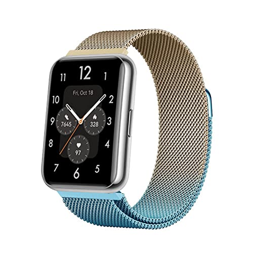 Metall Armband Kompatibel mit Huawei Watch Fit 2 Armband Edelstahl Bunt Ersatz Mesh mit Magnetische Für Damen Herren Uhrenarmband Für Huawei Watch Fit 2 (A) von AireWiki