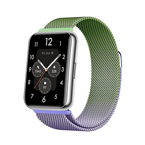 Metall Armband Kompatibel mit Huawei Watch Fit 2 Armband Edelstahl Bunt Ersatz Mesh mit Magnetische Für Damen Herren Uhrenarmband Für Huawei Watch Fit 2 (B) von AireWiki