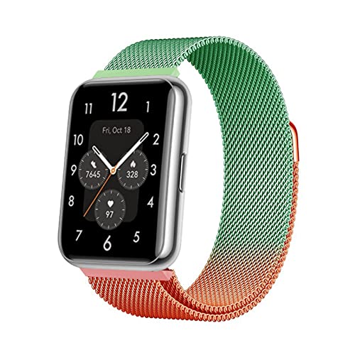 Metall Armband Kompatibel mit Huawei Watch Fit 2 Armband Edelstahl Bunt Ersatz Mesh mit Magnetische Für Damen Herren Uhrenarmband Für Huawei Watch Fit 2 (C) von AireWiki