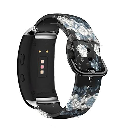 Silikon Armbänder Für Samsung Gear fit 2 Pro/Gear Fit 2 Ersatzband Für Damen Frauen Herren Muster Sport Armband mit Kompatibel mit Galaxy Gear fit 2/ Gear Fit 2 Pro (Blumen1) von AireWiki