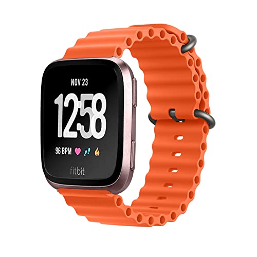 Sport Armbänder Kompatibel mit Fitbit Versa 2/Versa Lite Armband Fitbit Versa 3 /Sense Silikon Ersatzband Für Damen Herren Armband (Orange,Versa 3 /Sense) von AireWiki