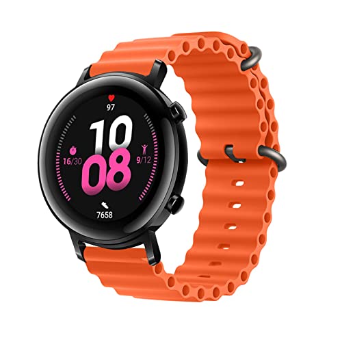 Sport Armbänder Kompatibel mit Huawei Watch 3 GT2 GT2e GT2 Pro GT3 42 mm 46 mm Silikon Ersatzband Für Damen Herren Armband (Orange,Huawei GT2 / GT3-42mm) von AireWiki