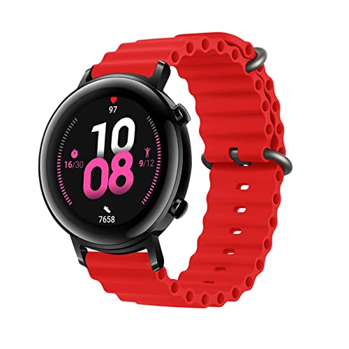 Sport Armbänder Kompatibel mit Huawei Watch 3 GT2 GT2e GT2 Pro GT3 42 mm 46 mm Silikon Ersatzband Für Damen Herren Armband (rot,Huawei GT2 / GT3-42mm) von AireWiki