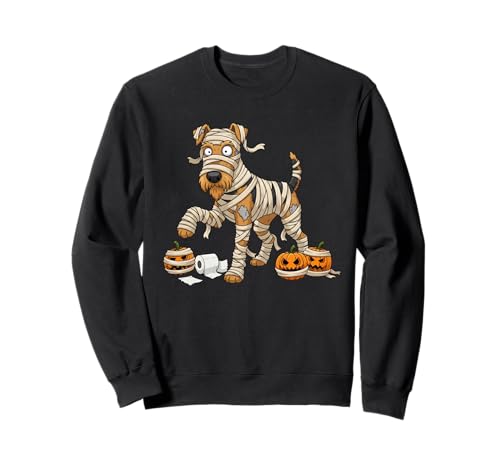 Airedale Terrier Mumie Kürbis Halloween Kinder Herren Damen Sweatshirt von Airedale Terrier Cute Halloween Outfits Boy Girl