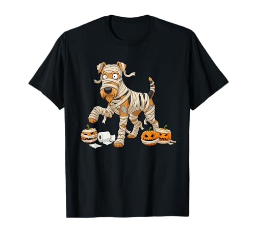 Airedale Terrier Mumie Kürbis Halloween Kinder Herren Damen T-Shirt von Airedale Terrier Cute Halloween Outfits Boy Girl