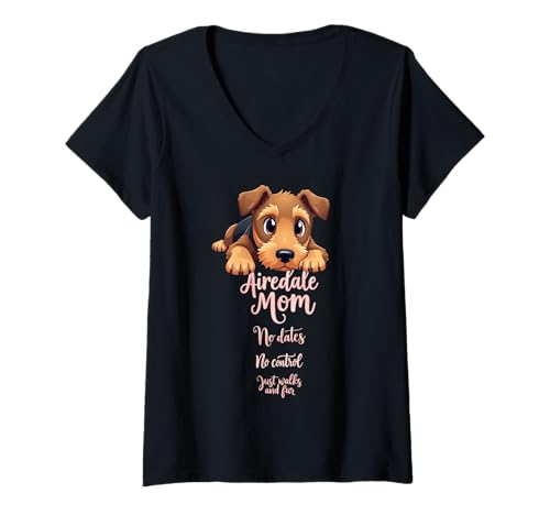 Damen Lustiger Airedale Terrier Mom Dog Airedale Terrier Humor Zitat T-Shirt mit V-Ausschnitt Damen Lustiger Airedale Terrier Mom Dog Airedale Terrier Humor Zitat T-Shirt mit V-Ausschnitt von Airedale Terrier Fun Designs
