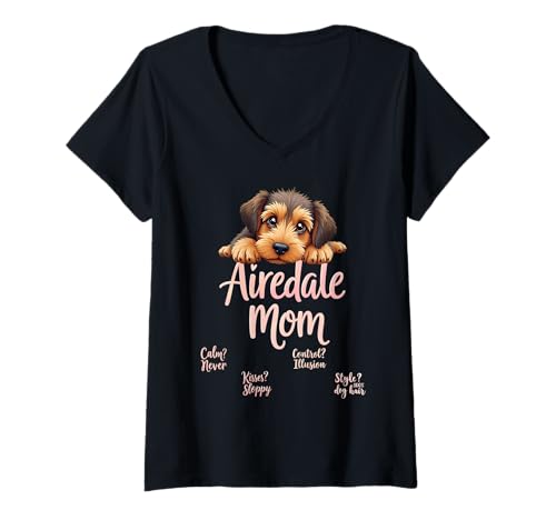 Damen Lustiger Airedale Terrier Mom Dog Airedale Terrier Humor Zitat T-Shirt mit V-Ausschnitt Damen Lustiger Airedale Terrier Mom Dog Airedale Terrier Humor Zitat T-Shirt mit V-Ausschnitt von Airedale Terrier Fun Designs