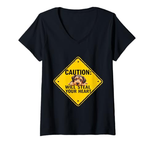Damen Schild mit Aufschrift "Caution Airedale Terrier", lustiges Geschenk, Airedale Welpe T-Shirt mit V-Ausschnitt Damen Schild mit Aufschrift "Caution Airedale Terrier", lustiges Geschenk, Airedale Welpe T-Shirt mit V-Ausschnitt von Airedale Terrier Fun Designs