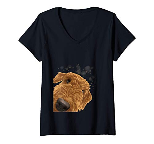 Damen Hund Airedale Terrier T-Shirt mit V-Ausschnitt Damen Hund Airedale Terrier T-Shirt mit V-Ausschnitt von Airedale Terrier Geschenke