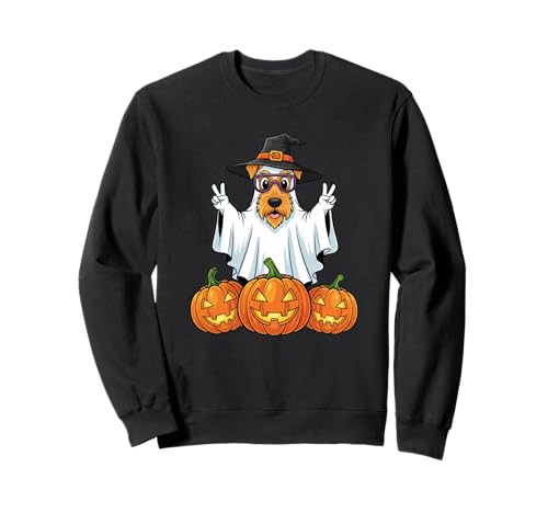 Airedale Terrier Ghost Pumpkin Boo Halloween Kid Herren Damen Sweatshirt von Airedale Terrier Halloween Ghost Pumpkin Outfits
