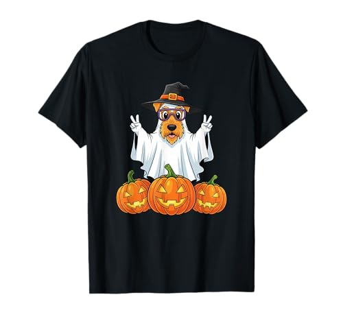 Airedale Terrier Ghost Pumpkin Boo Halloween Kid Herren Damen T-Shirt von Airedale Terrier Halloween Ghost Pumpkin Outfits