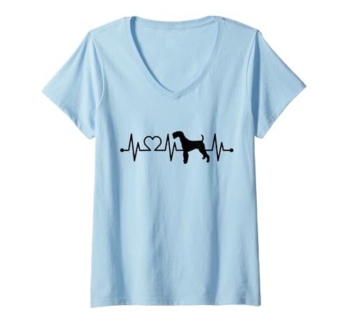 Damen EKG Herzschlag Airedale Terrier Waterside Bingley Puls T-Shirt mit V-Ausschnitt Damen EKG Herzschlag Airedale Terrier Waterside Bingley Puls T-Shirt mit V-Ausschnitt von Airedale Terrier Hunde Geschenke Hundeliebhaber