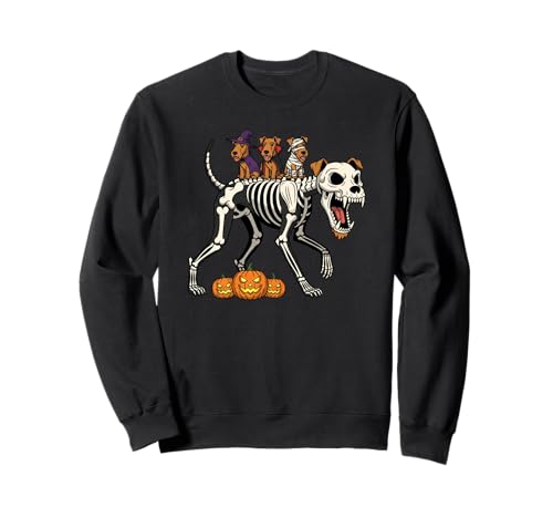 Airedale Terrier Skelett Mama Hexe Halloween Herren Damen Sweatshirt von Airedale Terrier Lovers Halloween Outfits Boy Girl