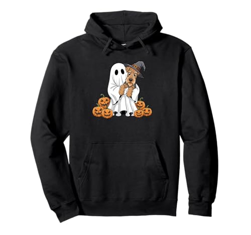 Lustiger Ghost Airedale Terrier Halloween Kinder Herren Damen Pullover Hoodie von Airedale Terrier Lovers Halloween Outfits Boy Girl