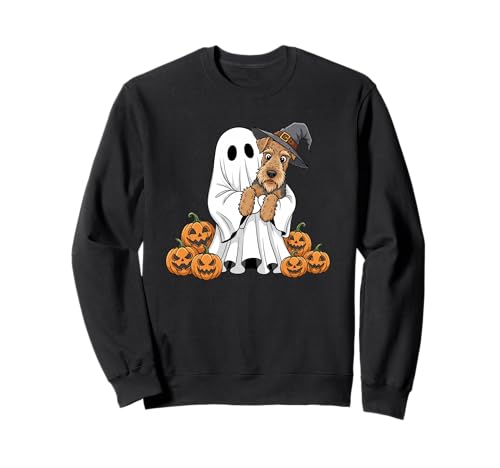 Lustiger Ghost Airedale Terrier Halloween Kinder Herren Damen Sweatshirt von Airedale Terrier Lovers Halloween Outfits Boy Girl