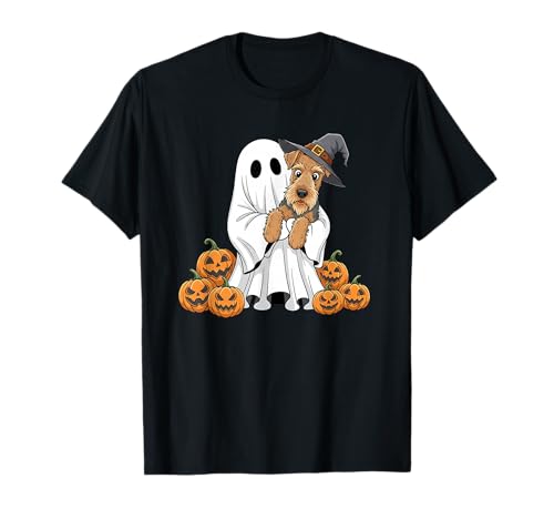 Lustiger Ghost Airedale Terrier Halloween Kinder Herren Damen T-Shirt von Airedale Terrier Lovers Halloween Outfits Boy Girl