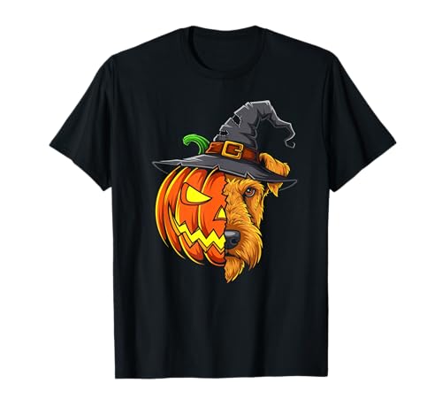 Airedale Terrier Kürbis Jack O Laterne Halloween Herren Damen T-Shirt von Airedale Terrier Lovers Halloween Pumpkin Outfits