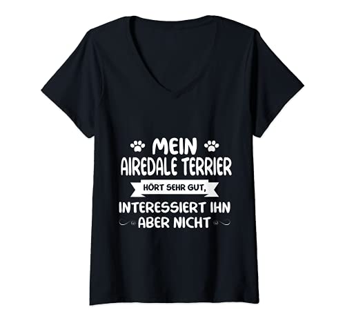 Damen Airedale Terrier Lustig - Airedale Terrier T-Shirt mit V-Ausschnitt von Airedale Terrier Lustig - Airedale Terrier