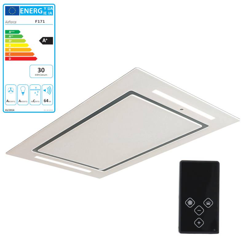 Airforce F171 100 Deckenlüfter Umlufthaube Glas weiß 100 x 60 cm Fernbedienung von Airforce