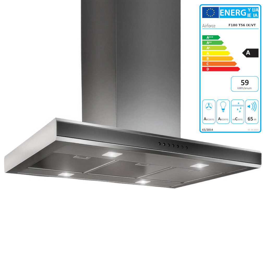 Airforce F180 TS6 IX/VT Collada Inselhaube Edelstahl Abluft Umluft 90 x 60 cm von Airforce