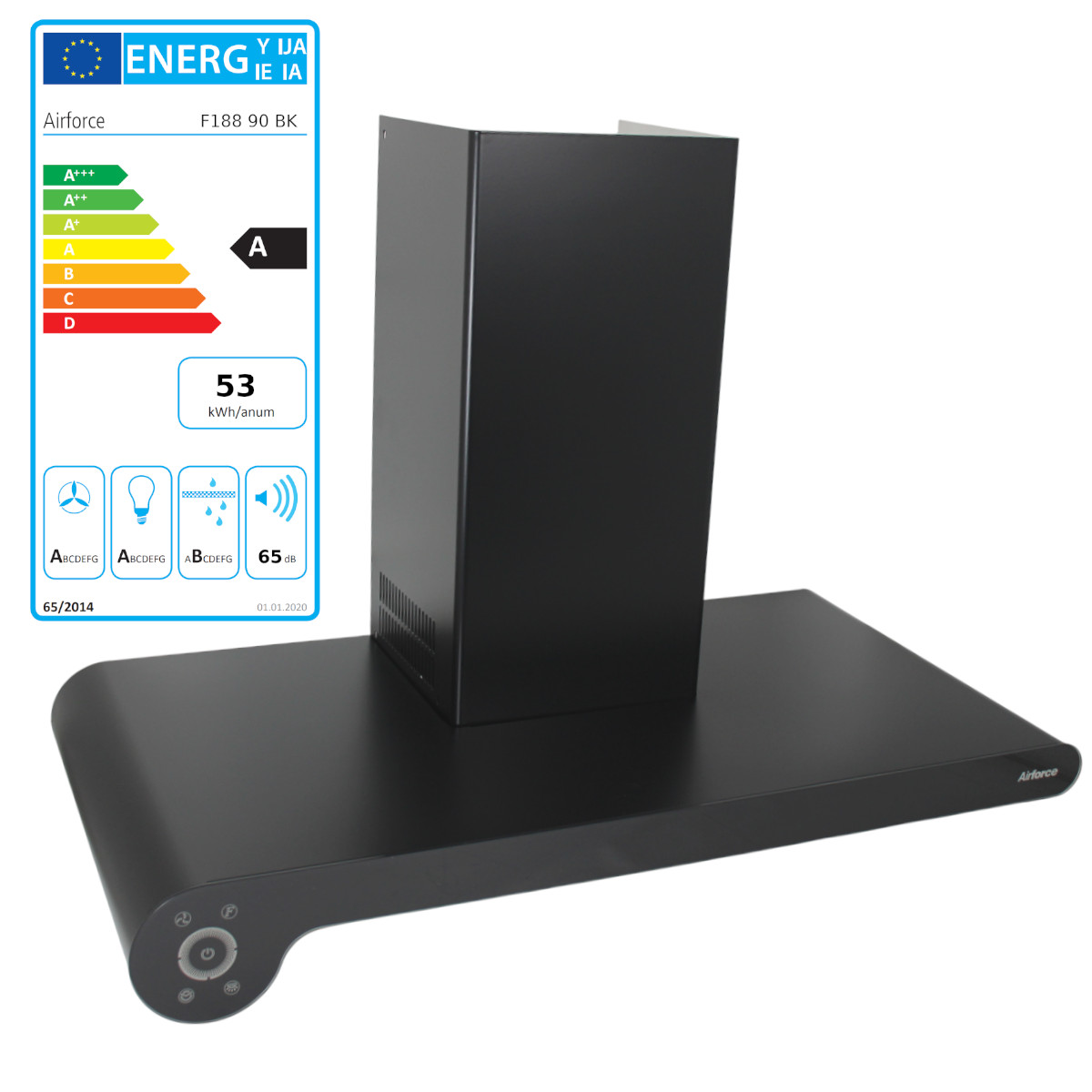 Airforce F188 90 cm XBK Dunstabzugshaube Wandhaube Kamin Schwarz von Airforce