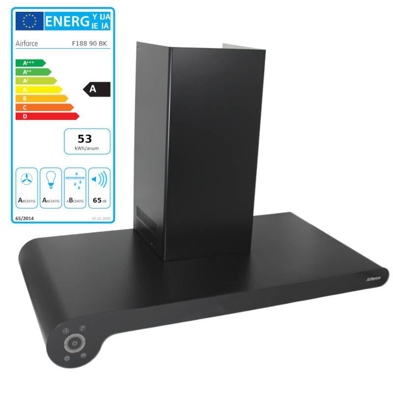 Airforce F188 90 cm XBK Dunstabzugshaube Wandhaube Kamin Schwarz von Airforce