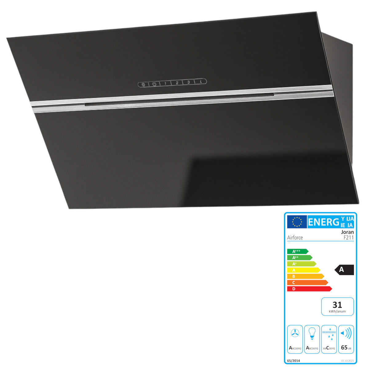 Airforce F211 80 Joran BK Kopffreihaube Umlufthaube 80 cm Glas schwarz von Airforce