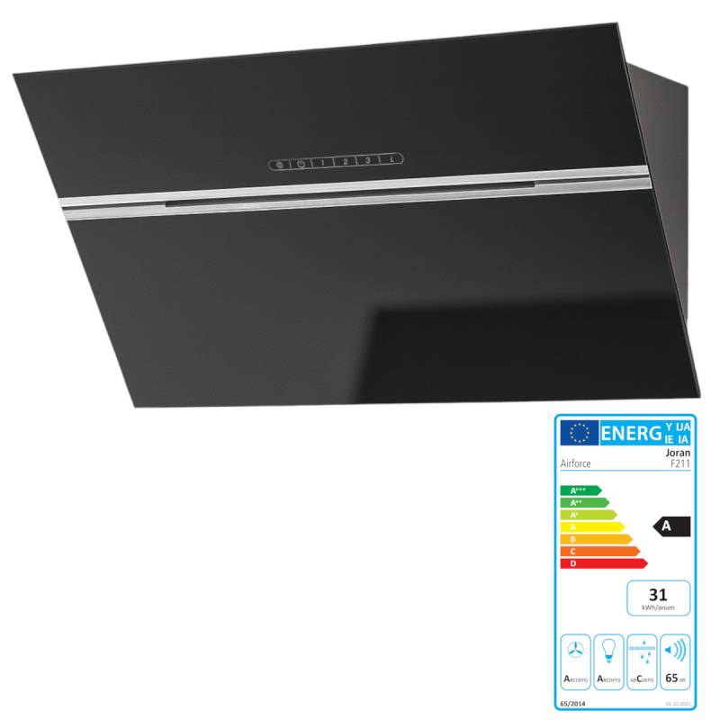 Airforce F211 80 Joran BK Kopffreihaube Umlufthaube 80 cm Glas schwarz von Airforce