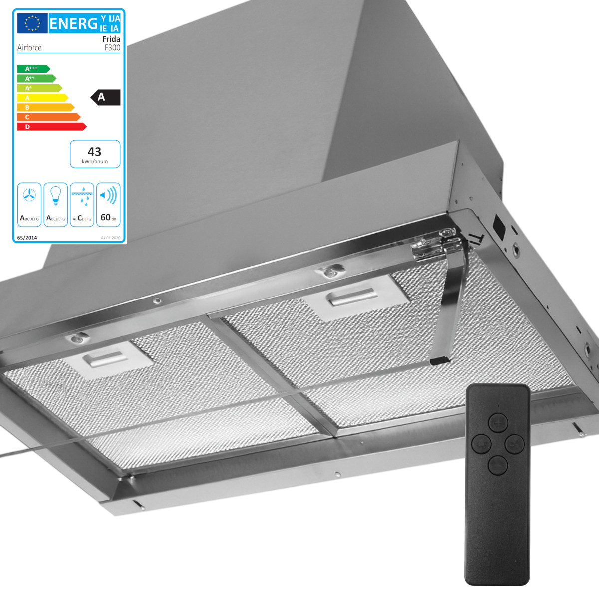 Airforce F300 Unterschrank Einbau Dunstabzugshaube 60 cm Edelstahl Fernbedienung von Airforce