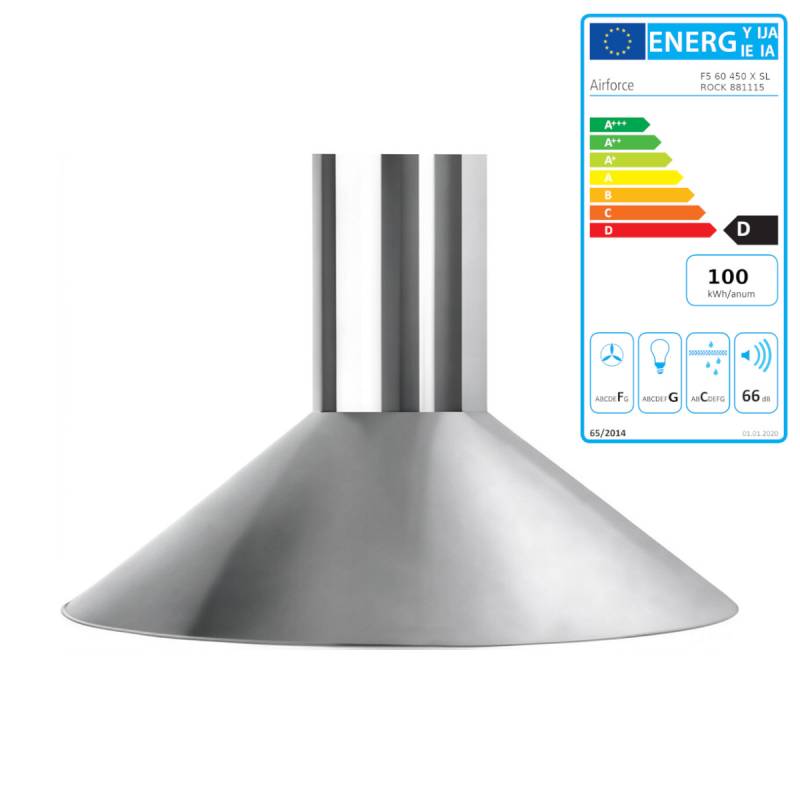 Airforce F5 Rock Dunstabzugshaube halbrund Edelstahl 60 cm mit Kamin von Airforce