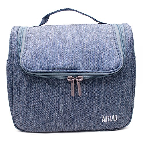 Airlab Kulturbeutel für Damen Herren, Reise Kulturtasche zum Aufhängen, Große Waschtasche Kosmetiktasche mit Tragegriff und Haken, Blau von Airlab