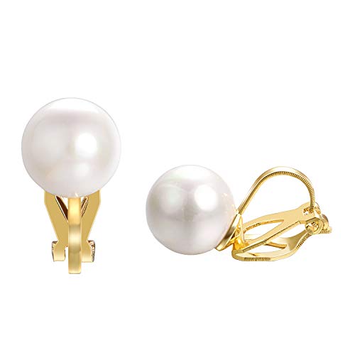 Airokiy Clip Perlen Damen Ohne Ohrlöcher Gold Premium Clip Ohrringe Perle 8mm von Airokiy
