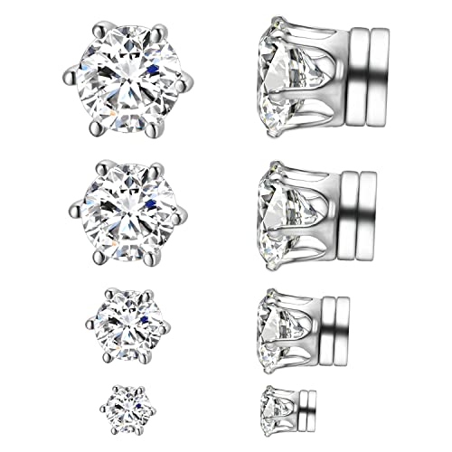 Airokiy Magnet Ohrringe Herren Ohne Ohrlöcher Ohrclips Silber Hypoallergene Edelstahl Magnetische Ohrstecker Cubic Zirkonia 4 Paare fake ohrringe mann (Weißer Set) Airokiy Magnet Ohrringe Herren Ohne Ohrlöcher Ohrclips Silber Hypoallergene Edelstahl Magnetische Ohrstecker Cubic Zirkonia 4 Paare fake ohrringe mann (Weißer Set) von Airokiy