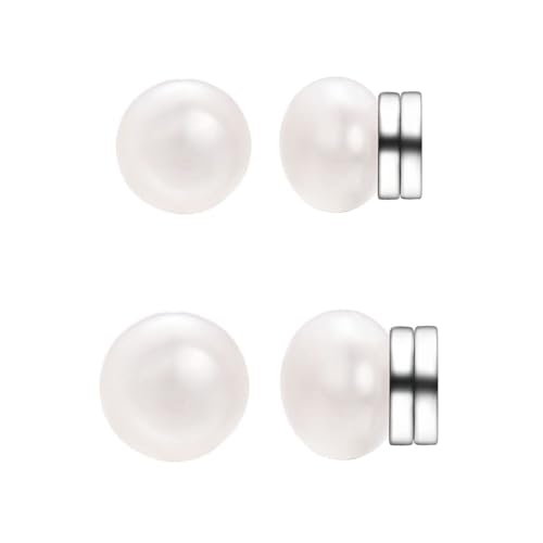 Airokiy Magnet Ohrringe Süßwasserperlen Magnetisches Perlenohrring-Set für Damen 6-8mm Süßwasserperle zum Anklipsen weißer Magnet Fake-Ohrringe für nicht durchstochene Ohren von Airokiy