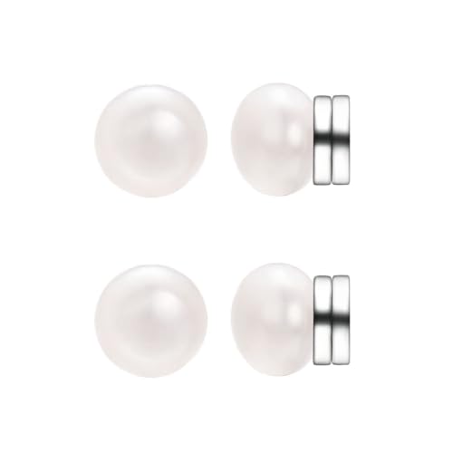Airokiy Magnetisches Perlenohrring-Set für Damen 6 mm Süßwasserperle zum Anklipsen weißer Magnet Fake-Ohrringe für nicht durchstochene Ohren von Airokiy