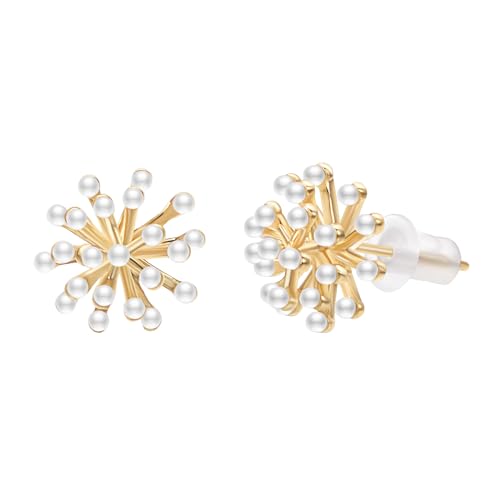 Airokiy Ohrringe Gold Feuerwerk Perlen Ohrringe Ohrstecker Damen Hypoallergene Ohrringe Modeschmuck für Frauen Und MäDchen von Airokiy