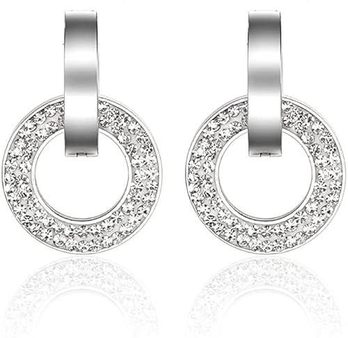 Airokiy Ohrringe Hängend Silber Creolen Elegante Doppel Creolen Ohrringe Zirkonia Trendiger Schmuck von Airokiy