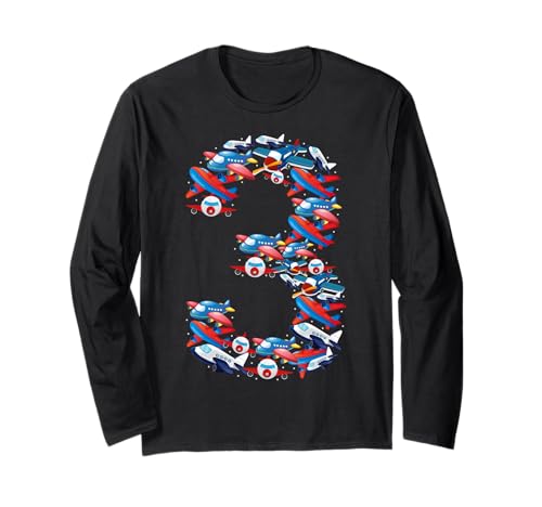 Kinder 3 Jahre alt Flugzeug Luftfahrt 3. Geburtstag Party Kleinkind Langarmshirt von Airplane 3rd Birthday Gifts Co.