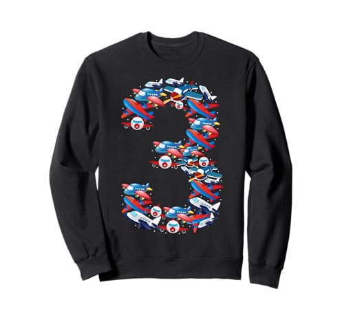 Kinder 3 Jahre alt Flugzeug Luftfahrt 3. Geburtstag Party Kleinkind Sweatshirt von Airplane 3rd Birthday Gifts Co.