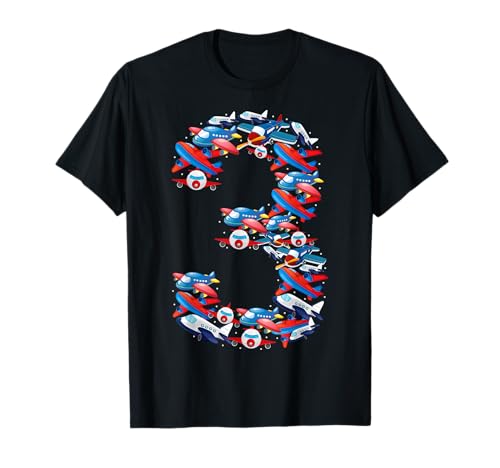 Kinder 3 Jahre alt Flugzeug Luftfahrt 3. Geburtstag Party Kleinkind T-Shirt von Airplane 3rd Birthday Gifts Co.