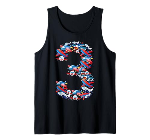 Kinder 3 Jahre alt Flugzeug Luftfahrt 3. Geburtstag Party Kleinkind Tank Top von Airplane 3rd Birthday Gifts Co.