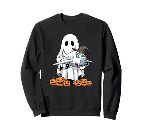 Lustiger Geist Flugzeug Kürbis Halloween Kinder Herren Damen Sweatshirt von Airplane Lovers Cute Halloween Outfits Boy Girl