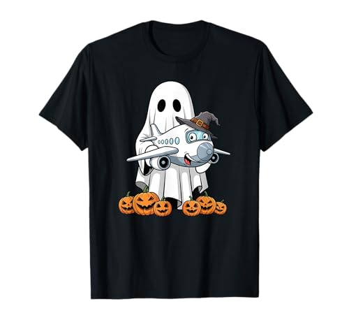 Lustiger Geist Flugzeug Kürbis Halloween Kinder Herren Damen T-Shirt von Airplane Lovers Cute Halloween Outfits Boy Girl