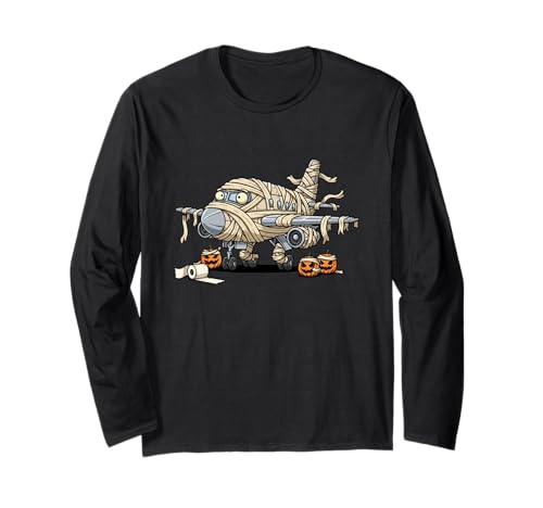 Lustiges Flugzeug Mama Kürbis Halloween Kinder Herren Damen Langarmshirt von Airplane Lovers Cute Halloween Outfits Boy Girl