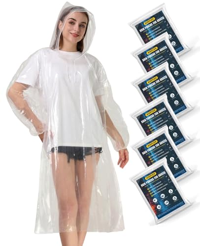Airpler Regenponchos für Familie Erwachsene Klar - Einweg Regenponcho für Damen und Herren mit Kordelzug Kapuze, Transparent, Einheitsgröße Airpler Regenponchos für Familie Erwachsene Klar - Einweg Regenponcho für Damen und Herren mit Kordelzug Kapuze, Transparent, Einheitsgröße von Airpler
