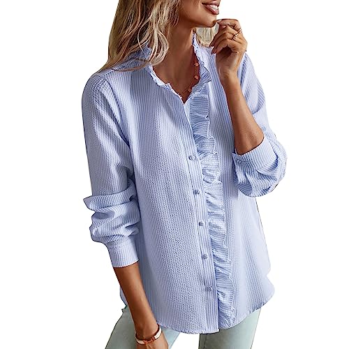 Airshi Blusenshirt mit Spitzennähten, Blusentop mit Knöpfen, Trendig für den Herbst für Damen (S) von Airshi