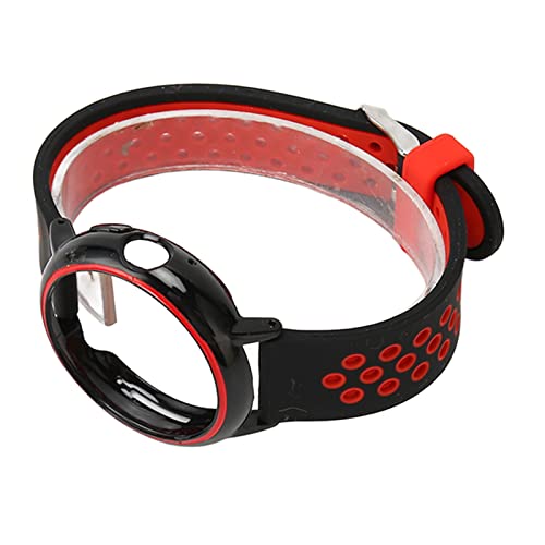 Airshi Ersatz-Uhrenarmband, Uhr-Ersatzband, Vollständiger Schutz, Weiches Silikon, 2 Farben, Mehrere Löcher Verhindern Kratzer, mit Hülle für Upgrade (Schwarz und Rot) von Airshi